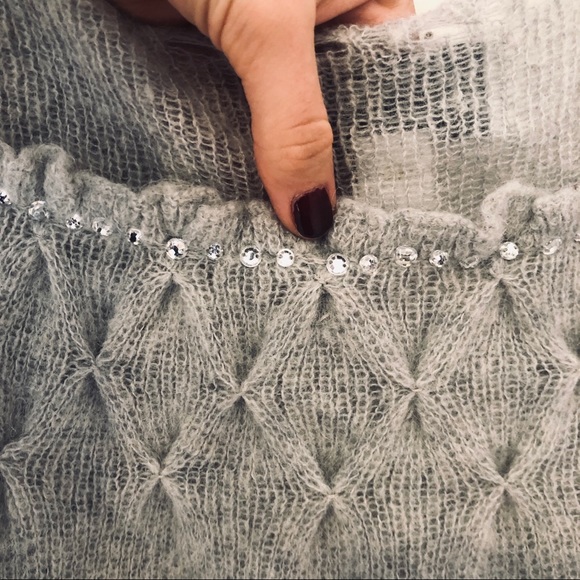 Wildfox Grey Rhinestone Ruffle Sweater - Picture 8 of 8